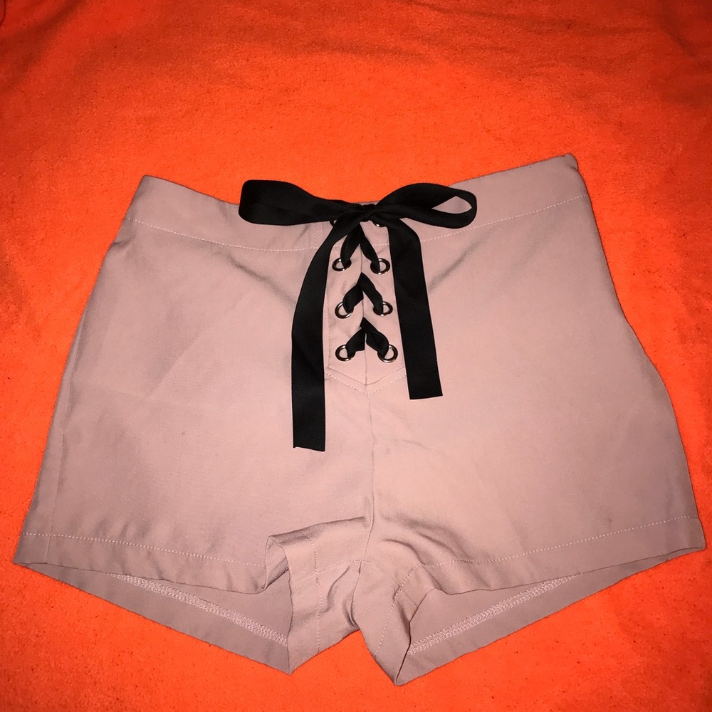 High Waist Lace Up Shorts